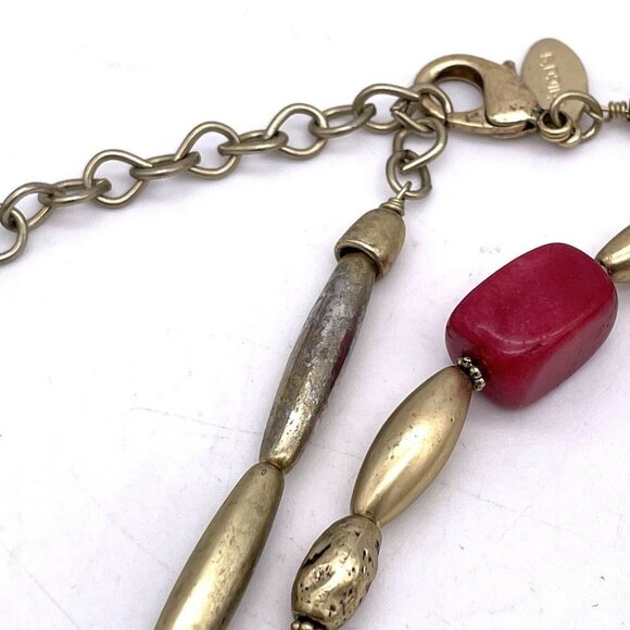 Chicos Long Gold-Tone and Pink Single-Strand Beaded Necklace 36 to 40 in - Picture 7 of 7